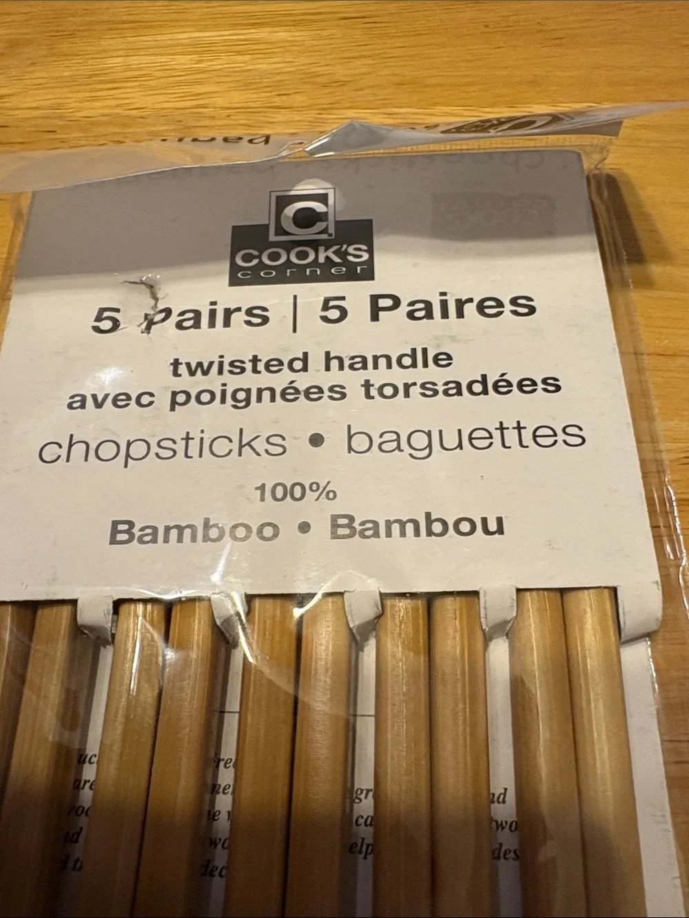 Twisted Handle Bamboo Chopsticks - 5 Pairs